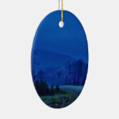 Twinkellichten in een blauw gebergte keramisch ornament (Rechts)