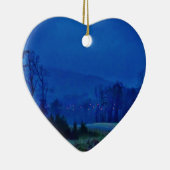 Twinkellichten in een blauw gebergte keramisch ornament (Rechts)