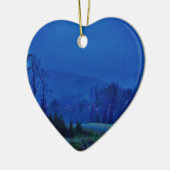 Twinkellichten in een blauw gebergte keramisch ornament (Links)