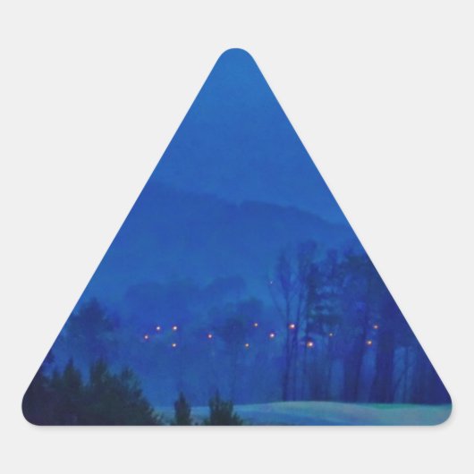 Twinkellichten in een blauw gebergte sticker (Voorkant)