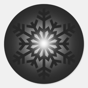 Twinkelzwarte sneeuwvlok ronde sticker