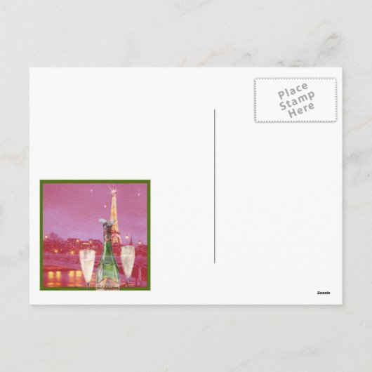 Twinking Eiffel Tower Nocturne Kerstmis Feestdagenkaart (Achterkant)