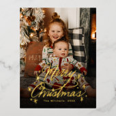 Twinking Hand Lettered kerstfoto Folie Feestdagen Briefkaart (Voorkant)