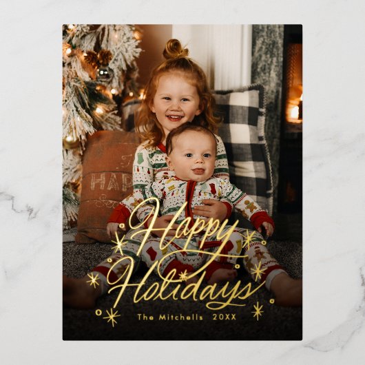 Twinking Hand Lettered Prettige feestdagen Foto (Voorkant)