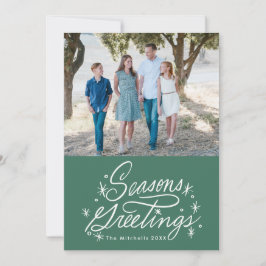 Twinking Hand Lettered Seasons Greetings Foto Feestdagenkaart