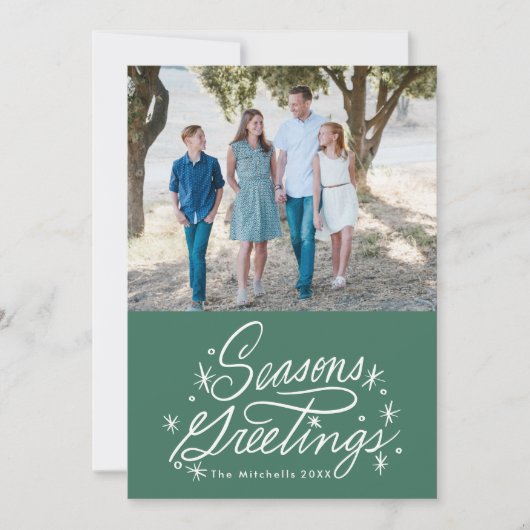 Twinking Hand Lettered Seasons Greetings Foto Feestdagenkaart (Voorkant)