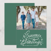 Twinking Hand Lettered Seasons Greetings Foto Feestdagenkaart (Voorkant / Achterkant)