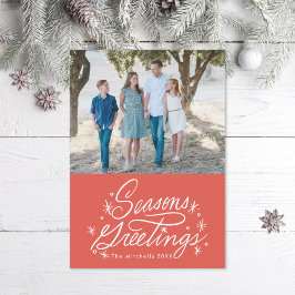 Twinking Hand Lettered Seasons Greetings Foto Feestdagenkaart