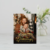 Twinking Hand Lettered Seasons Greetings Foto Folie Feestdagen Briefkaart (Staand Voorkant)