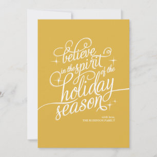 Twinkle 24KT Script Holiday Card Feestdagenkaart