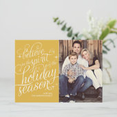Twinkle 24KT Script Holiday Photo Card Feestdagenkaart (Staand voorkant)