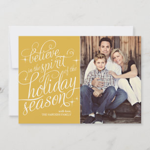 Twinkle 24KT Script Holiday Photo Card Feestdagenkaart