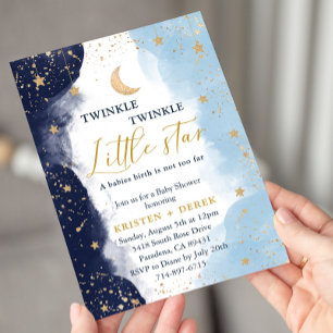 Twinkle Baby shower, Baby Boy, Waterverf Kaart