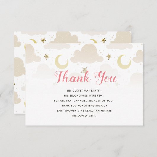 Twinkle baby shower bedankt je kaart (Voorkant / Achterkant)