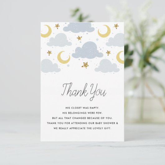 Twinkle baby shower bedankt je kaart (Staand voorkant)