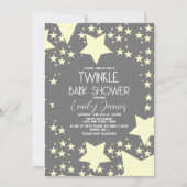 Twinkle Baby shower Gele sterren Grijze achtergron Kaart (Voorkant)