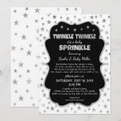 Twinkle Baby Sprinkle Black Silver-uitnodigingen Kaart (Voorkant / Achterkant)