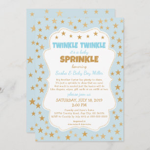 Twinkle Baby Sprinkle blauwe goudsterren uitnodigi Kaart