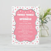 Twinkle Baby Sprinkle meisje douche uitnodigingen (Staand voorkant)