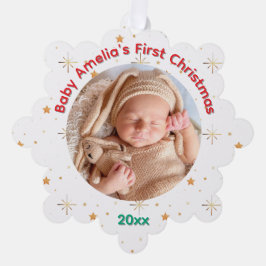 Twinkle Baby's Eerste Kerstmis naam en jaar Ornament Kaart