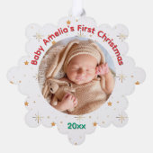 Twinkle Baby's First Christmas name and year Ornament Kaart (Achterkant)