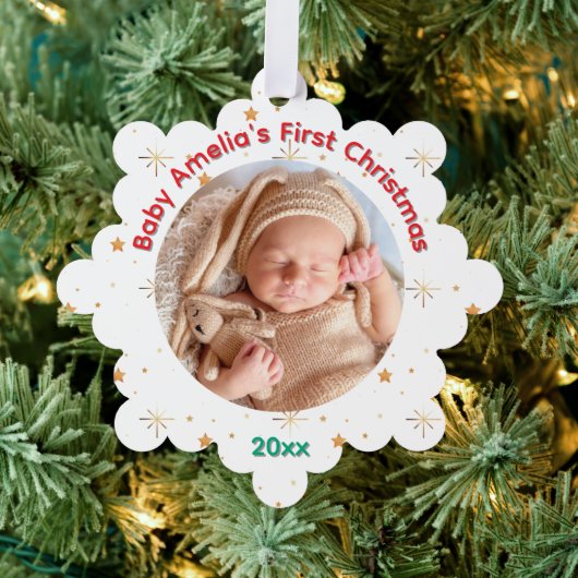 Twinkle Baby's First Christmas name and year Ornament Kaart (Insitu (Drie))