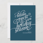 Twinkle Blue Script Holiday Card Feestdagenkaart (Voorkant)