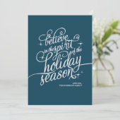 Twinkle Blue Script Holiday Card Feestdagenkaart (Staand voorkant)