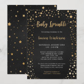Twinkle Chalkboard Gold Star Baby Sprinkle Kaart (Voorkant / Achterkant)