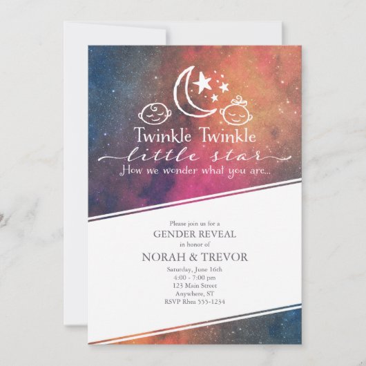 Twinkle Galaxy Geslacht Onthulling Uitnodiging (Voorkant)