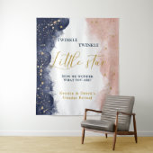 Twinkle Gender Reveal Achtergrond, Marine & Roze Wandkleed (In situ)
