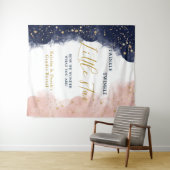 Twinkle Gender Reveal Achtergrond, Marine & Roze Wandkleed (In Situ (horizontaal))