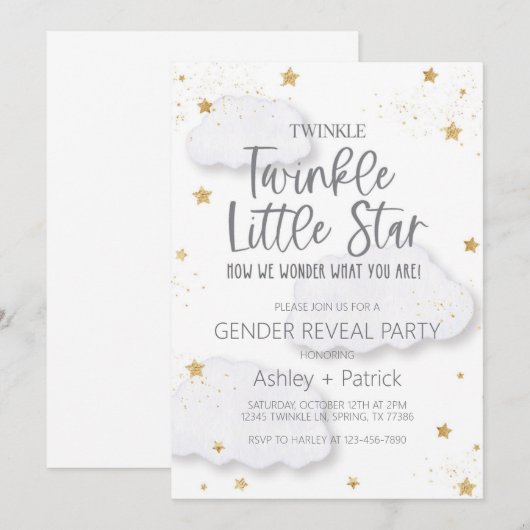 Twinkle Geslacht onthullen uitnodiging (Voorkant / Achterkant)