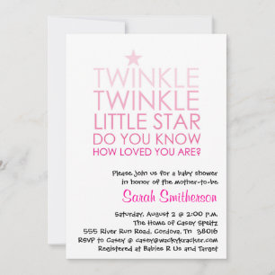 Twinkle Girl Baby shower Invitation Kaart