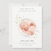 Twinkle Gold Star Moon Foto geboorteaankondiging Bedankkaart (Voorkant)