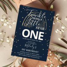 Twinkle Gold Star & Rainbow 1e Verjaardagsfeestje