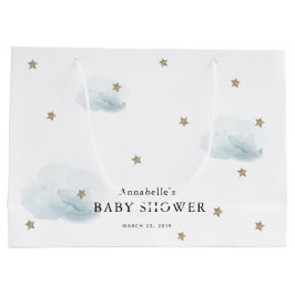 Twinkle Gold Stars & Blue Clouds Baby shower Groot Cadeauzakje