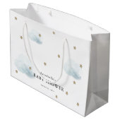 Twinkle Gold Stars & Blue Clouds Baby shower Groot Cadeauzakje (Achterkant Gekanteld)
