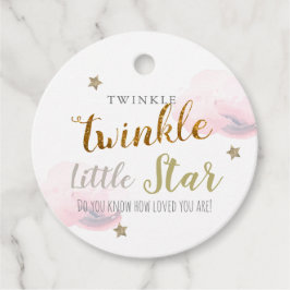 Twinkle Gold Stars en roze wolken van zaterdag Bedankjes Labels