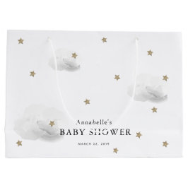 Twinkle Gold Stars & Grey Clouds Baby shower Groot Cadeauzakje