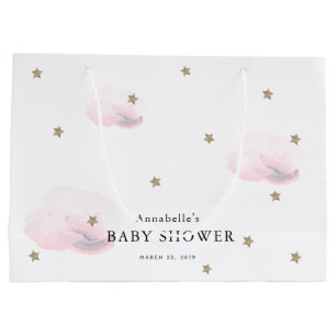 Twinkle Gold Stars & Pink Clouds Baby shower Groot Cadeauzakje