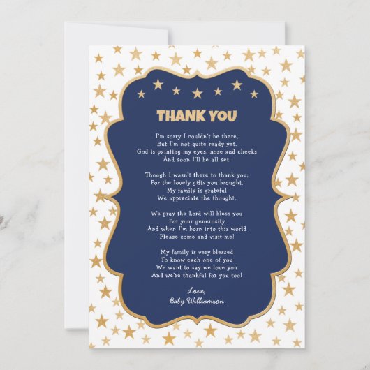 Twinkle gouden sterren marinejongen bedankt voor j kaart (Voorkant)