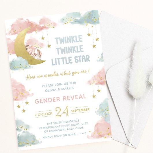 Twinkle kleine ster Baby Gender Rekalpartij Kaart