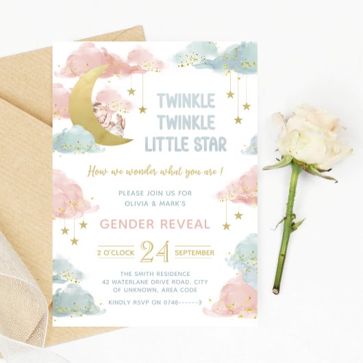 Twinkle kleine ster Baby Gender Rekalpartij Kaart