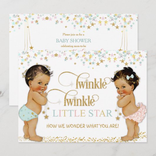 Twinkle kleine ster Baby Geslacht onthullen etnisc Kaart (Voorkant / Achterkant)