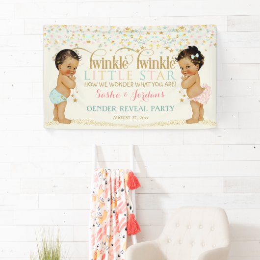 Twinkle kleine ster Baby Geslacht onthullen etnisc Spandoek (Insitu)