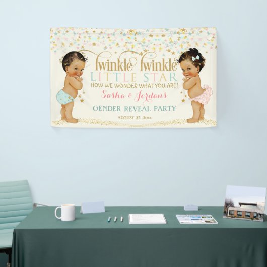 Twinkle kleine ster Baby Geslacht onthullen etnisc Spandoek (Beurs)