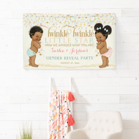 Twinkle kleine ster Baby Geslacht onthullen etnisc Spandoek (Insitu)