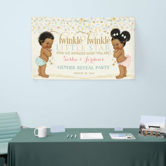 Twinkle kleine ster Baby Geslacht onthullen etnisc Spandoek (Beurs)