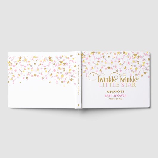 Twinkle kleine ster Baby gouden roze meisje Gastenboek (Volledig)